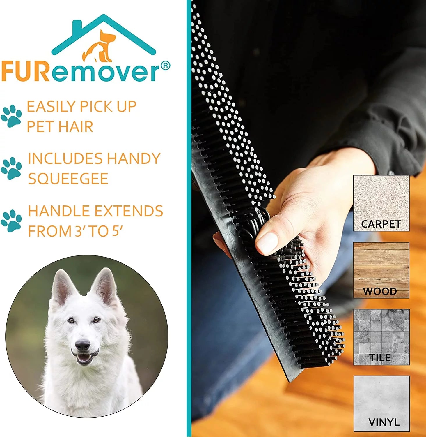 FURemover™ 2-In-1 Pet Hair Removal Broom+ Squeegee